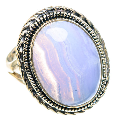 Blue Lace Agate Rings handcrafted by Ana Silver Co - RING92144