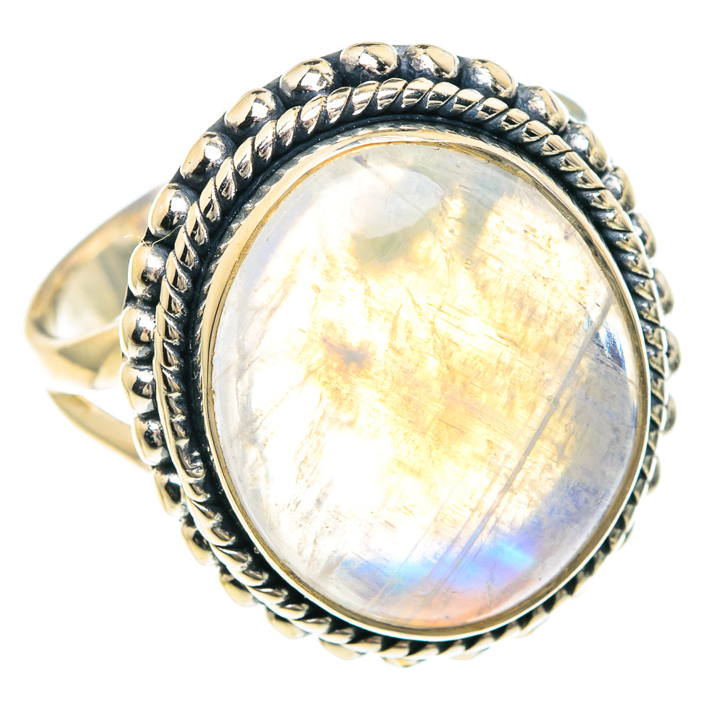 Rainbow Moonstone Rings handcrafted by Ana Silver Co - RING92168