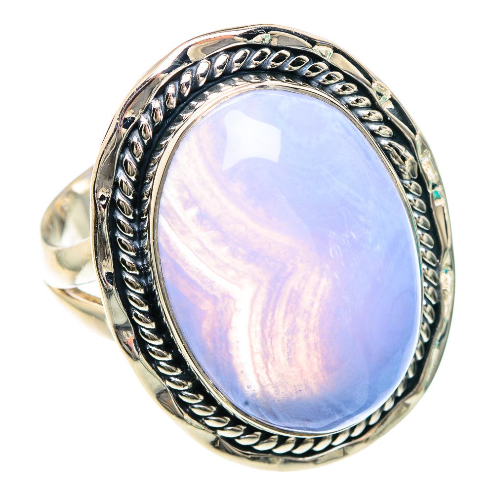 Blue Lace Agate Rings handcrafted by Ana Silver Co - RING92192