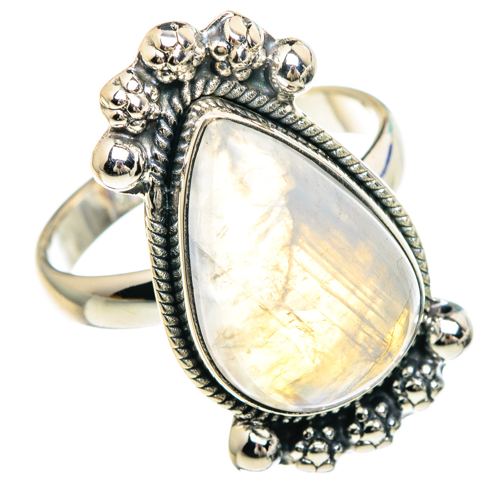 Rainbow Moonstone Rings handcrafted by Ana Silver Co - RING92211