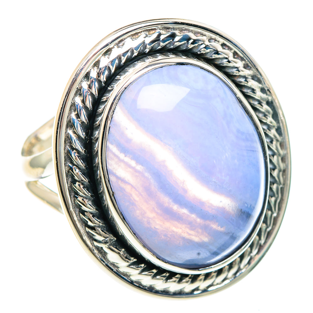 Blue Lace Agate Rings handcrafted by Ana Silver Co - RING92231