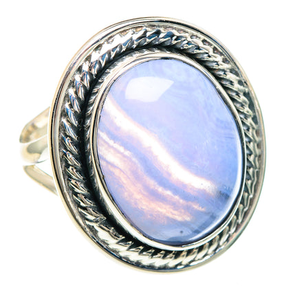 Blue Lace Agate Rings handcrafted by Ana Silver Co - RING92231