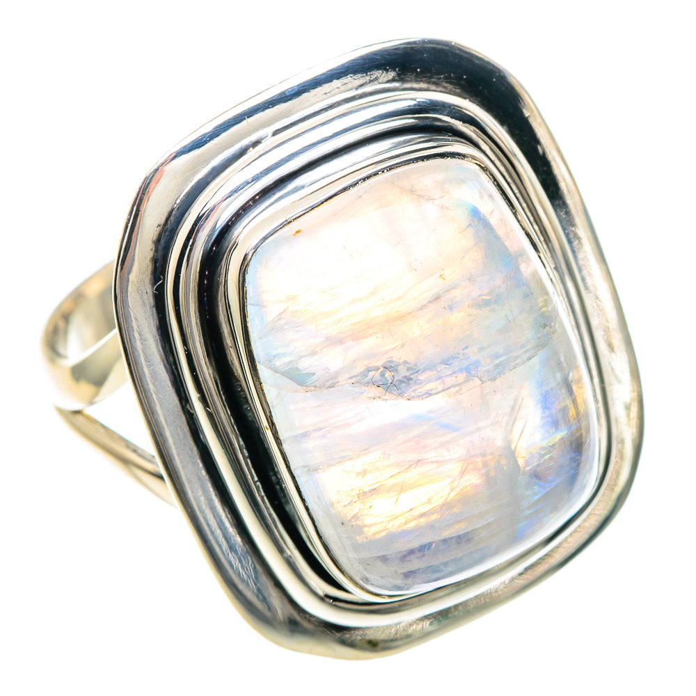 Rainbow Moonstone Rings handcrafted by Ana Silver Co - RING92252