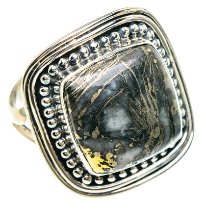 Pyrite Agate Rings handcrafted by Ana Silver Co - RING92311