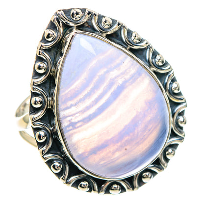 Blue Lace Agate Rings handcrafted by Ana Silver Co - RING92316