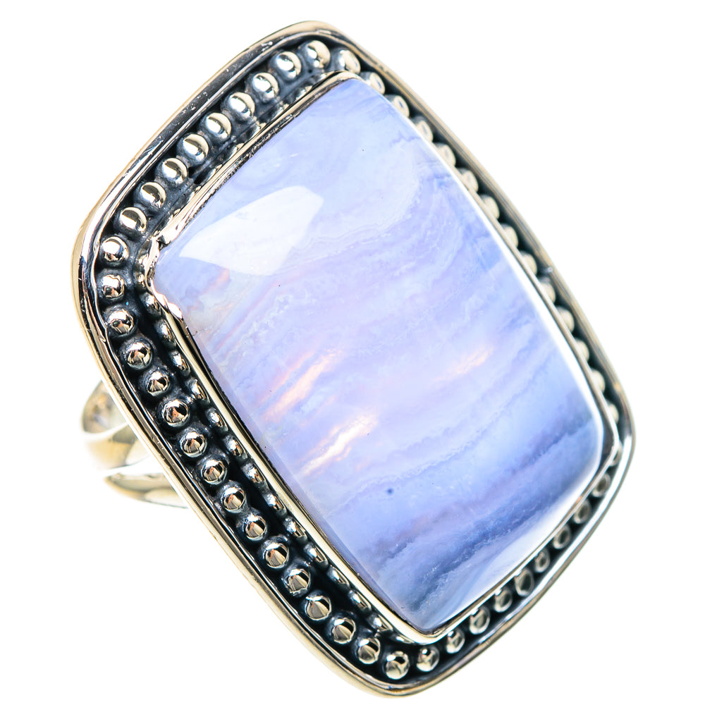 Blue Lace Agate Rings handcrafted by Ana Silver Co - RING92350