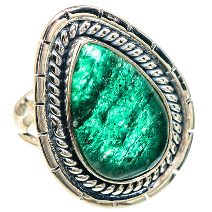 Oval green aventurine ring with rope and scrollwork 925 sterling silver bezel