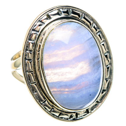 Blue Lace Agate Rings handcrafted by Ana Silver Co - RING92383