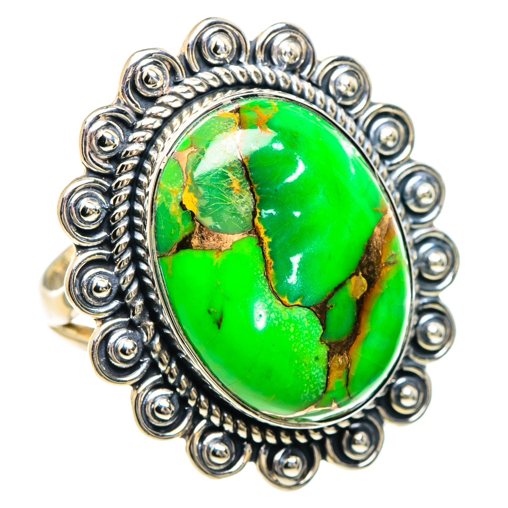 Green Copper Composite Turquoise Rings handcrafted by Ana Silver Co - RING92392