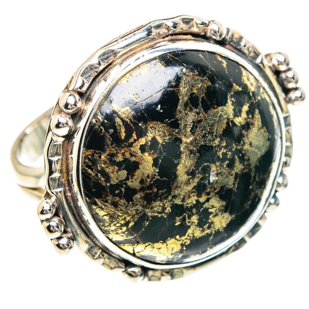 Pyrite Agate Rings handcrafted by Ana Silver Co - RING92409