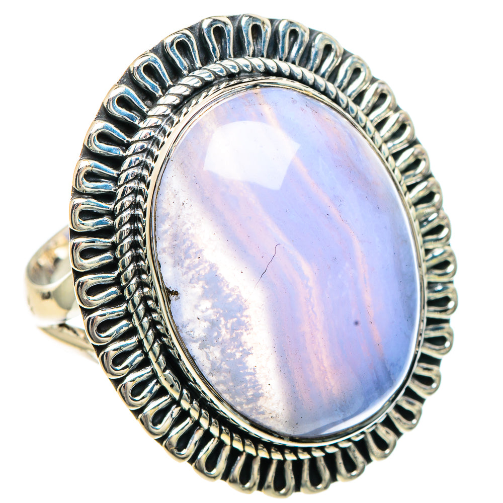 Blue Lace Agate Rings handcrafted by Ana Silver Co - RING92412