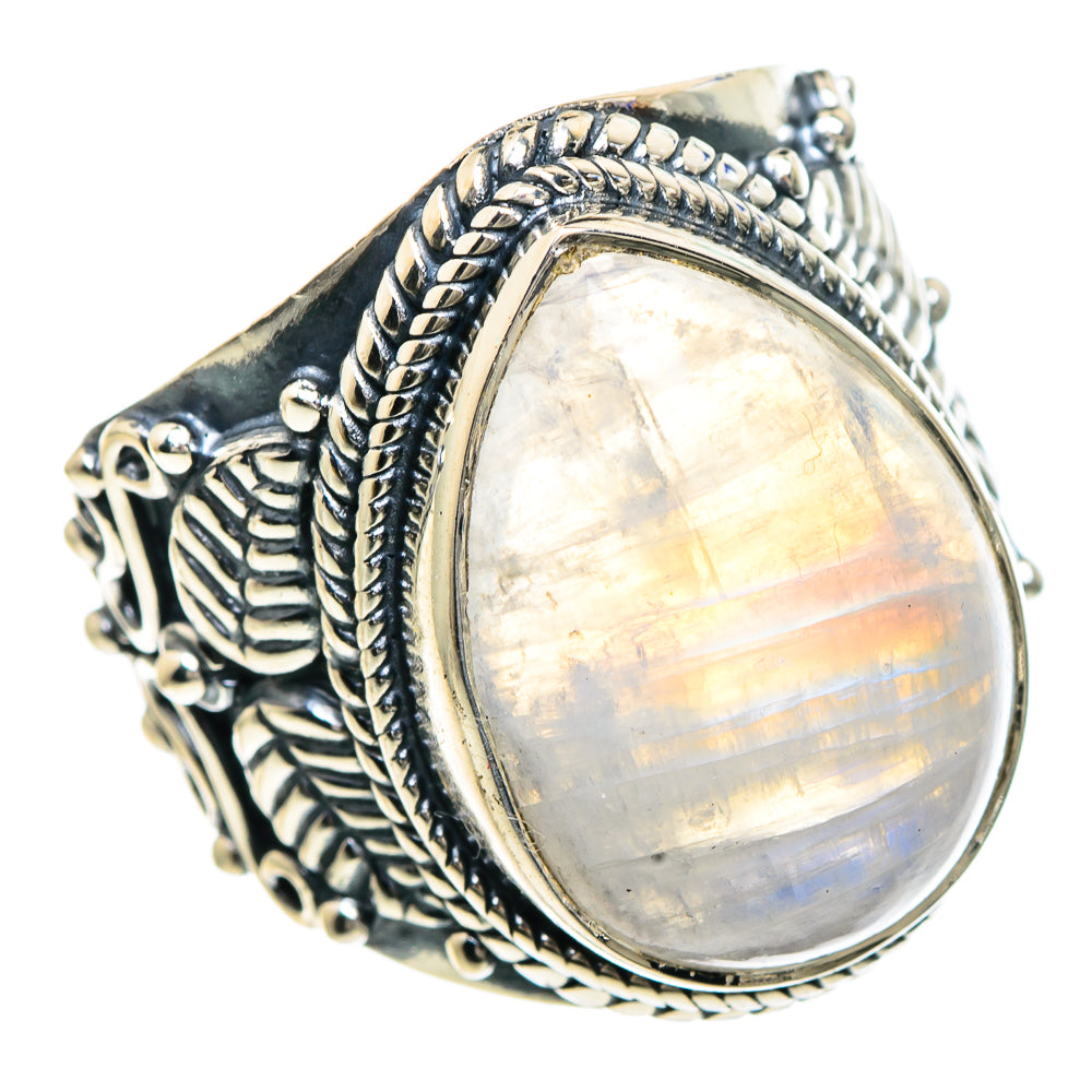 Rainbow Moonstone Rings handcrafted by Ana Silver Co - RING92413