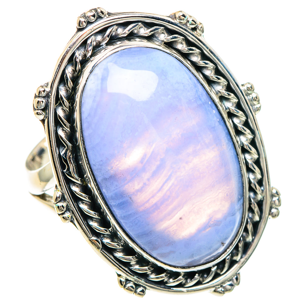 Blue Lace Agate Rings handcrafted by Ana Silver Co - RING92414