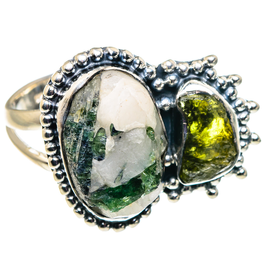Green Tourmaline In Quartz Rings handcrafted by Ana Silver Co - RING92428