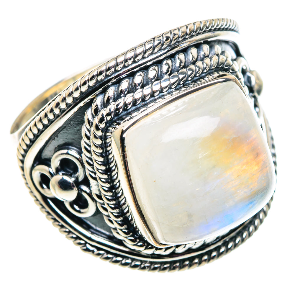 Rainbow Moonstone Rings handcrafted by Ana Silver Co - RING92466