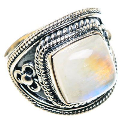 Rainbow Moonstone Rings handcrafted by Ana Silver Co - RING92466