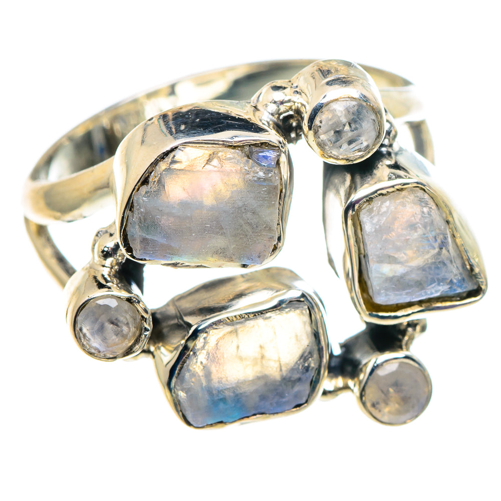 Rainbow Moonstone Rings handcrafted by Ana Silver Co - RING92503
