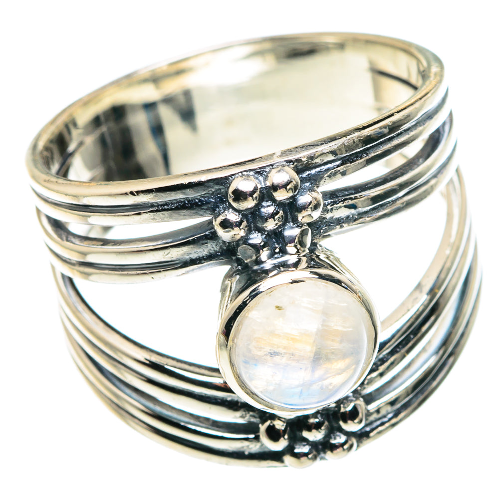 Rainbow Moonstone Rings handcrafted by Ana Silver Co - RING92517