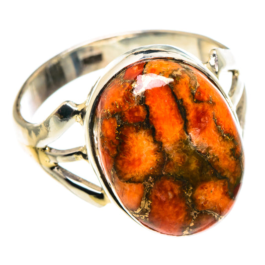 Orange Copper Composite Turquoise Rings handcrafted by Ana Silver Co - RING92524