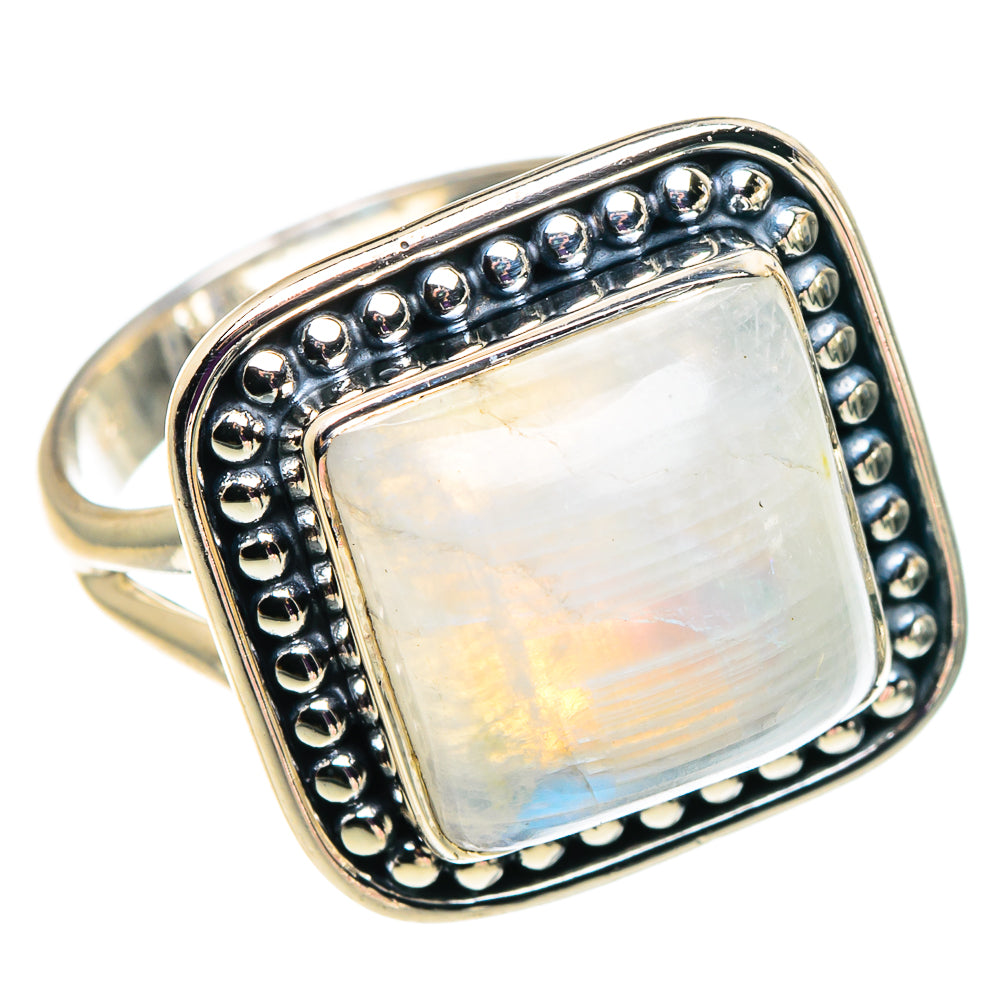 Rainbow Moonstone Rings handcrafted by Ana Silver Co - RING92530