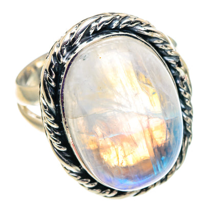 Rainbow Moonstone Rings handcrafted by Ana Silver Co - RING92543
