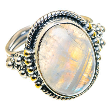 Rainbow Moonstone Rings handcrafted by Ana Silver Co - RING92566