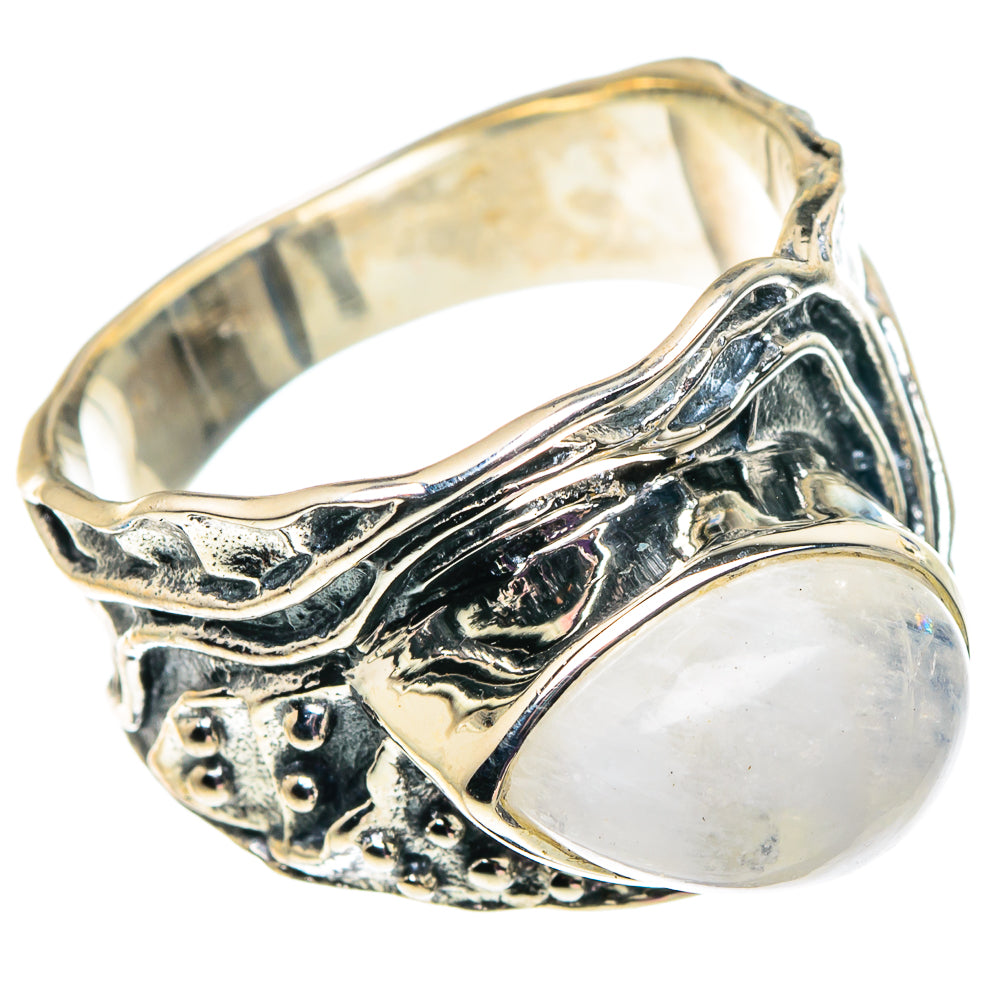 Rainbow Moonstone Rings handcrafted by Ana Silver Co - RING92567