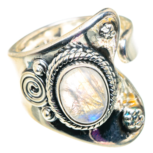 Rainbow Moonstone Rings handcrafted by Ana Silver Co - RING92568