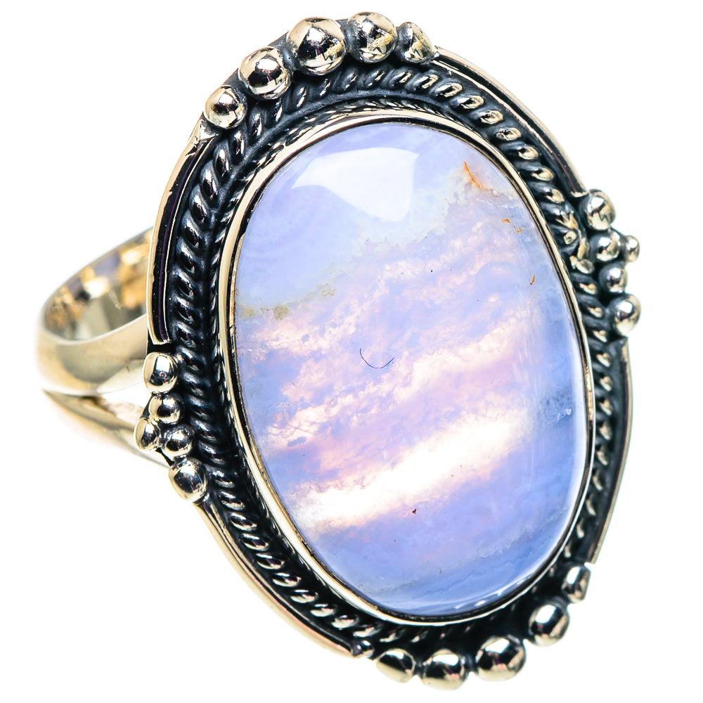 Blue Lace Agate Rings handcrafted by Ana Silver Co - RING92579
