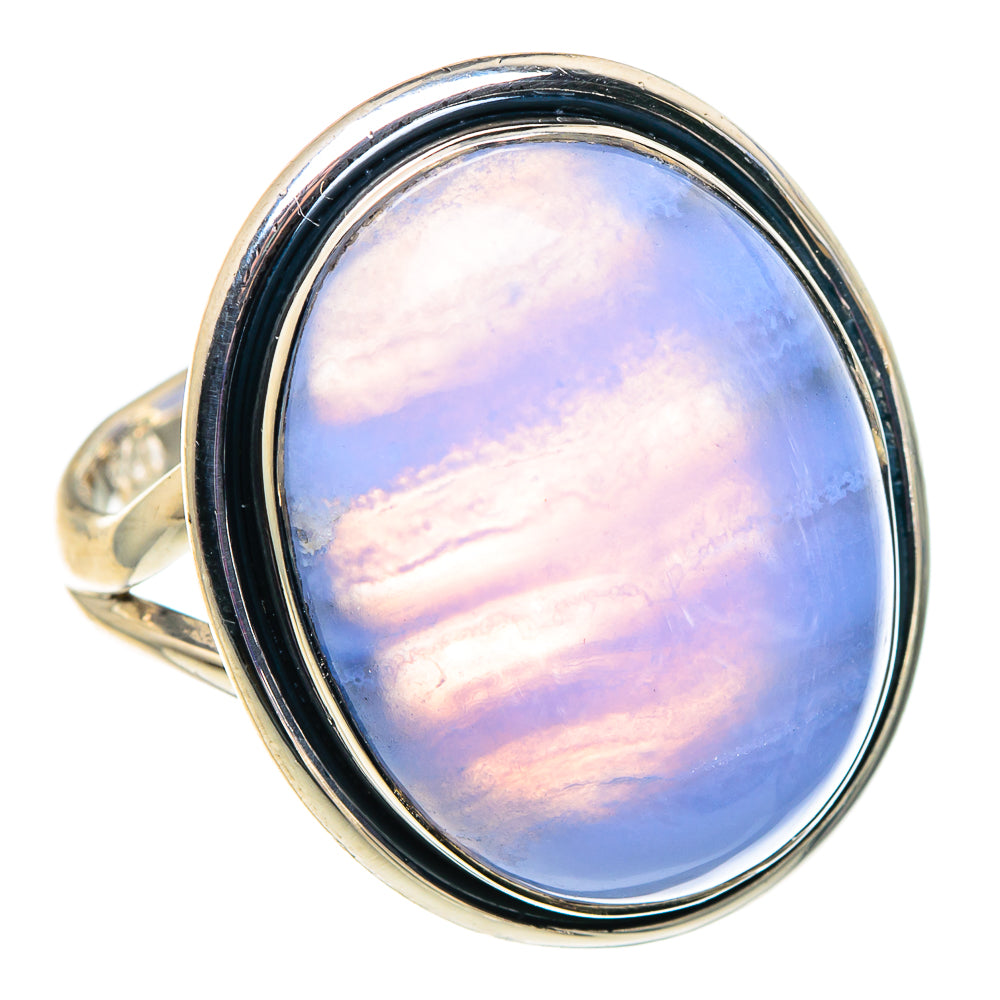 Blue Lace Agate Rings handcrafted by Ana Silver Co - RING92616