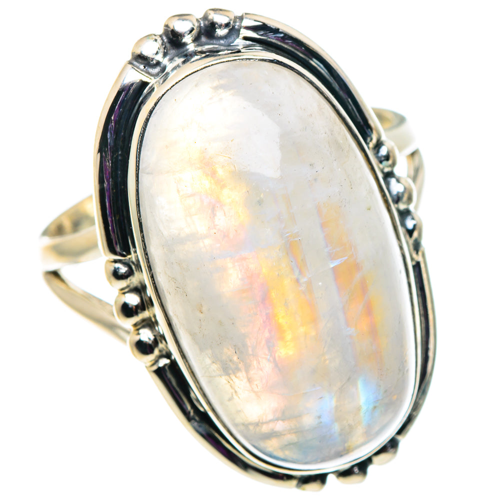 Rainbow Moonstone Rings handcrafted by Ana Silver Co - RING92652