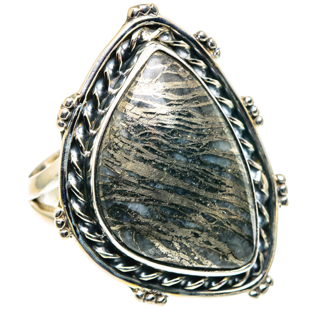 Pyrite Agate Rings handcrafted by Ana Silver Co - RING92654