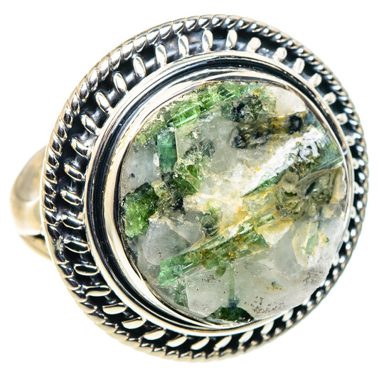 Green Tourmaline In Quartz Rings handcrafted by Ana Silver Co - RING92660