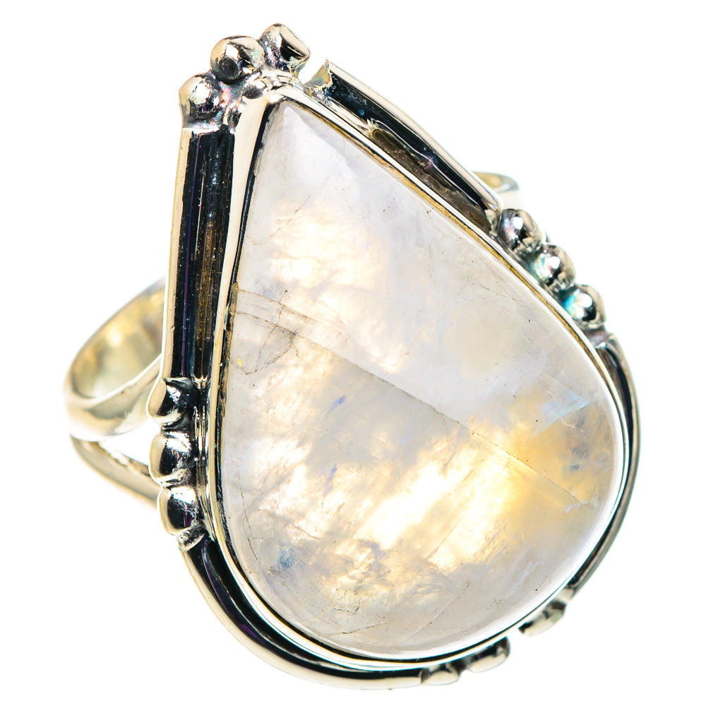 Rainbow Moonstone Rings handcrafted by Ana Silver Co - RING92690