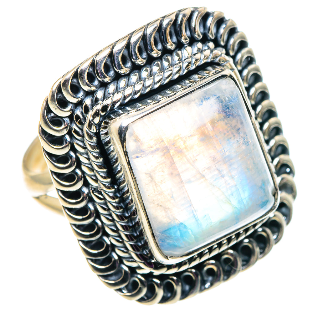 Rainbow Moonstone Rings handcrafted by Ana Silver Co - RING92692
