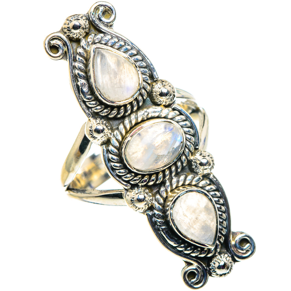 Rainbow Moonstone Rings handcrafted by Ana Silver Co - RING92716
