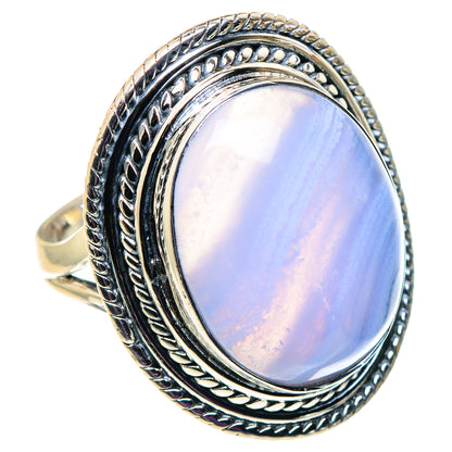 Blue Lace Agate Rings handcrafted by Ana Silver Co - RING92717