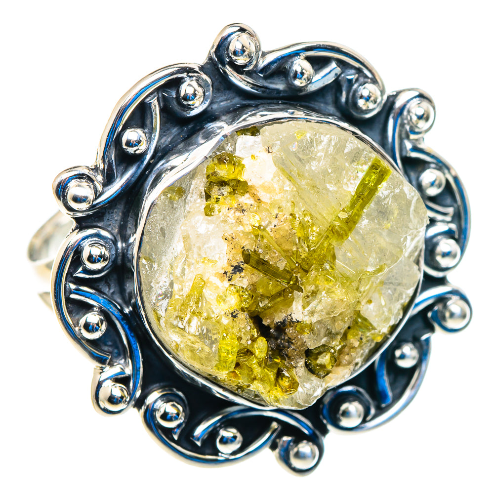 Green Tourmaline In Quartz Rings handcrafted by Ana Silver Co - RING92726 - Photo 2