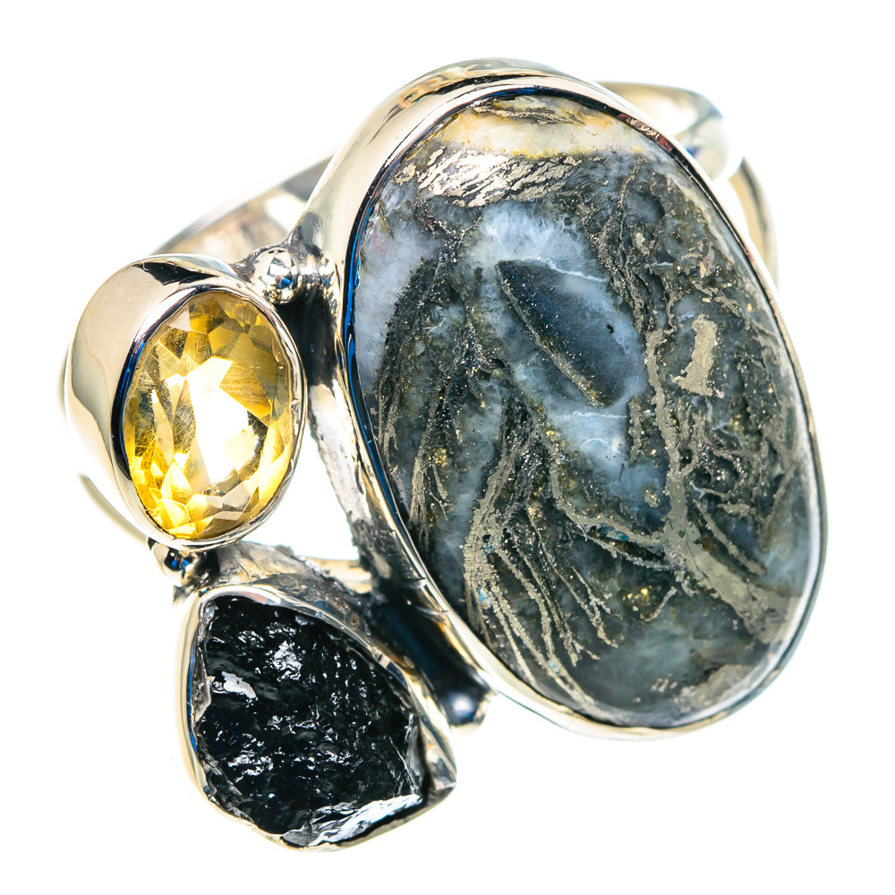 Pyrite Agate Rings handcrafted by Ana Silver Co - RING92737