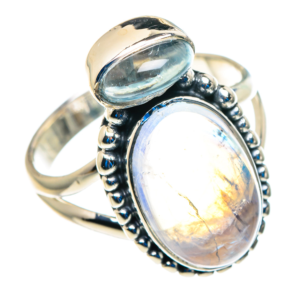 Rainbow Moonstone Rings handcrafted by Ana Silver Co - RING92740