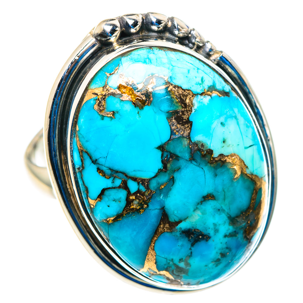 Blue Copper Composite Turquoise Rings handcrafted by Ana Silver Co - RING92820