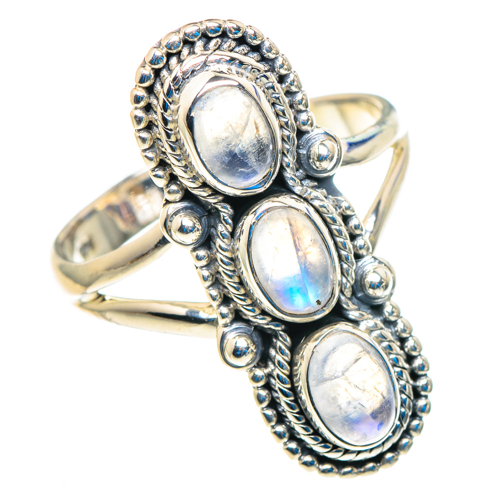 Rainbow Moonstone Rings handcrafted by Ana Silver Co - RING92851