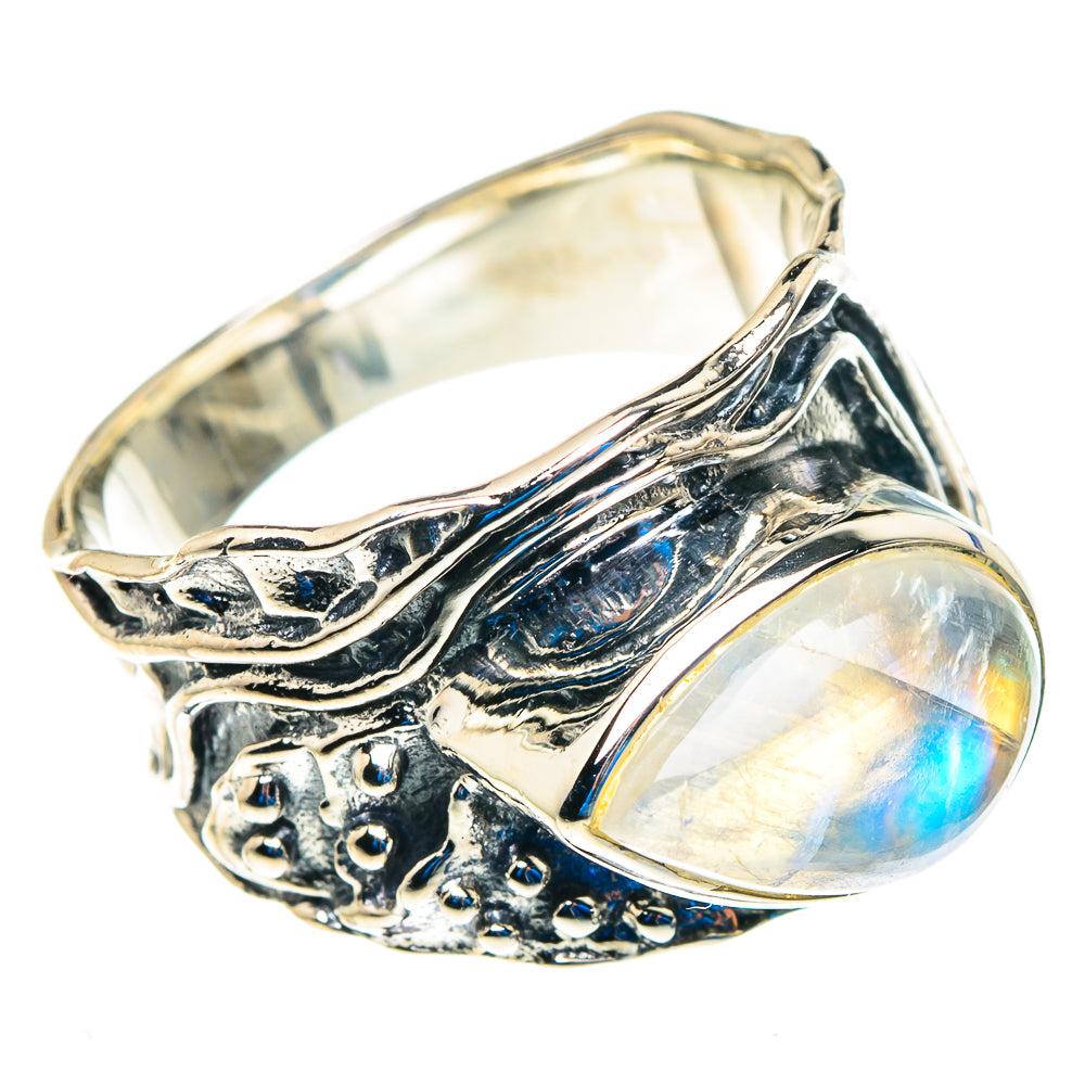 Rainbow Moonstone Rings handcrafted by Ana Silver Co - RING92854