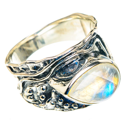 Rainbow Moonstone Rings handcrafted by Ana Silver Co - RING92854