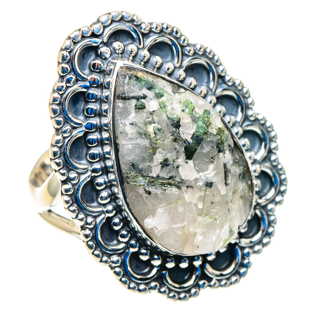 Green Tourmaline In Quartz Rings handcrafted by Ana Silver Co - RING92861 - Photo 2
