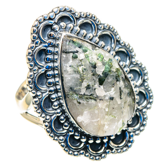 Green Tourmaline In Quartz Rings handcrafted by Ana Silver Co - RING92861 - Photo 2