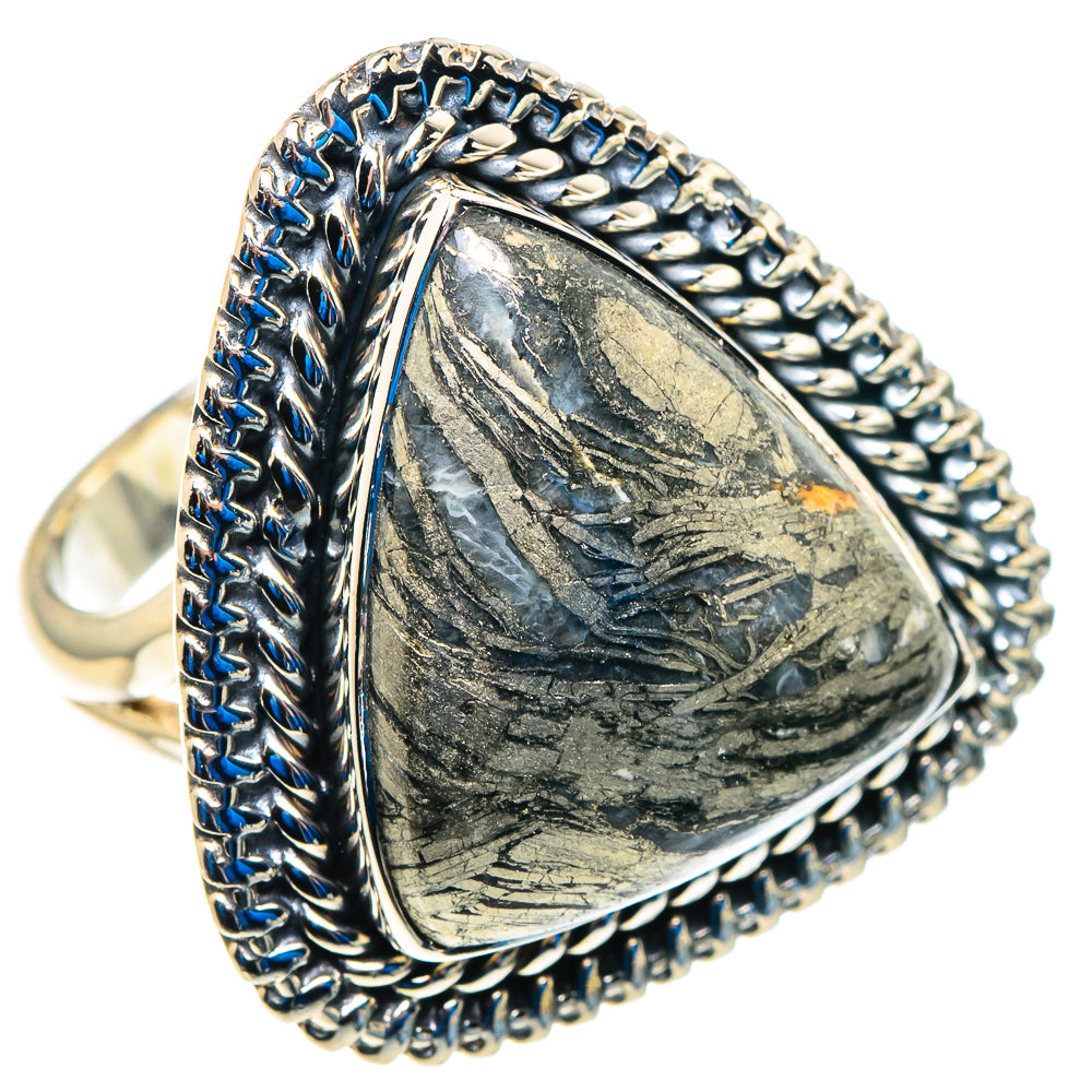 Pyrite Agate Rings handcrafted by Ana Silver Co - RING92880