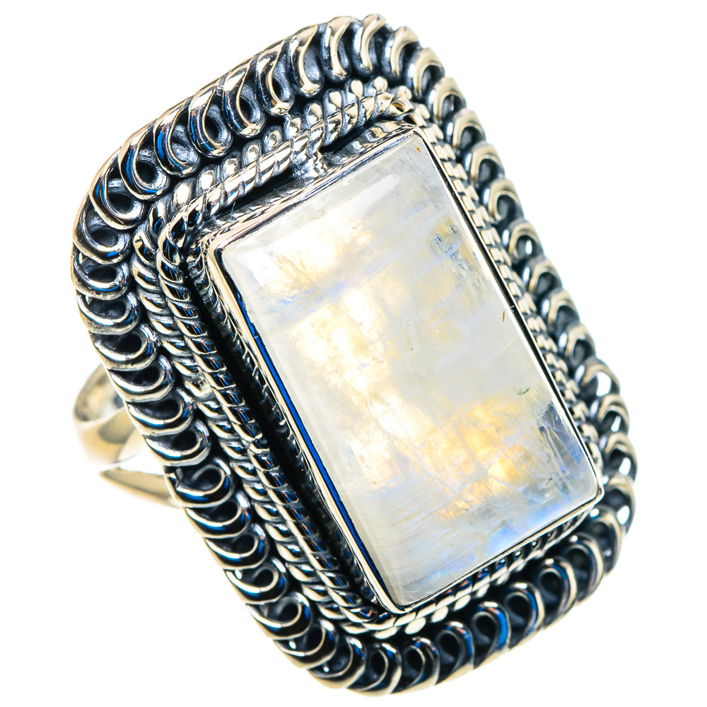 Rainbow Moonstone Rings handcrafted by Ana Silver Co - RING92941