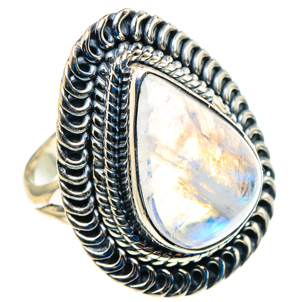 Rainbow Moonstone Rings handcrafted by Ana Silver Co - RING92982