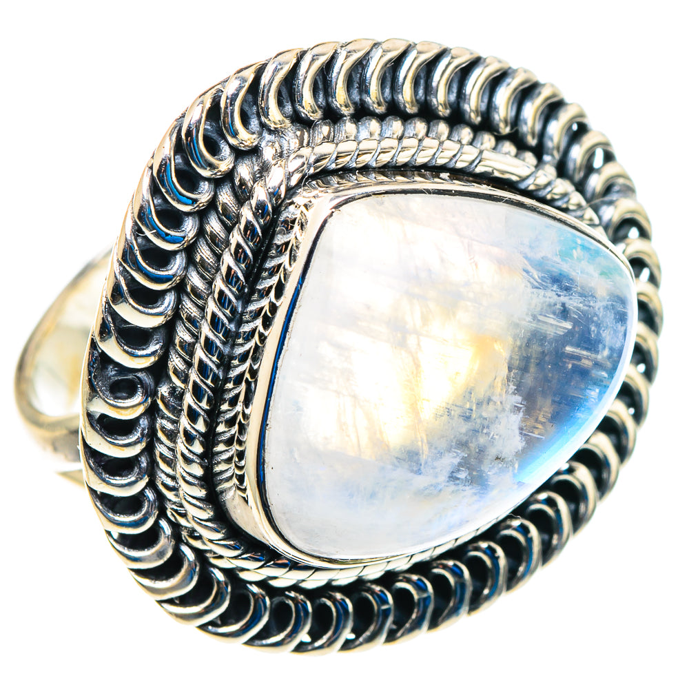 Rainbow Moonstone Rings handcrafted by Ana Silver Co - RING93000